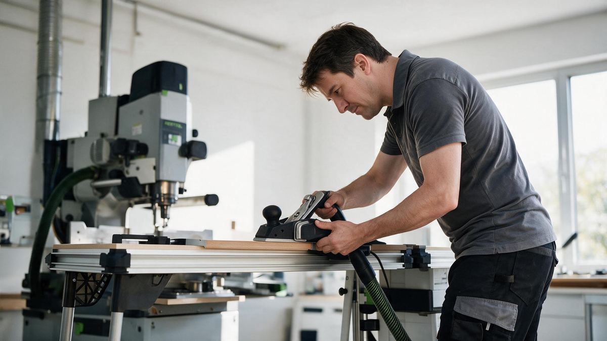 Roman Schneider bei der Montage mit professionellem Werkzeug (KI-generiert)